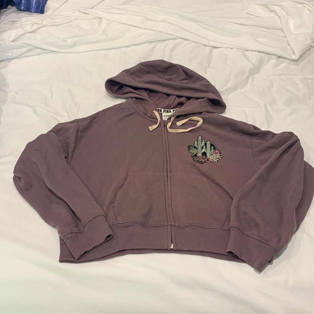 Victoria’s Secret PINK zip up crop hoodie